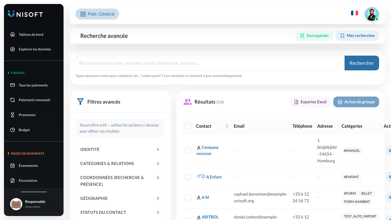 Filtres recherche