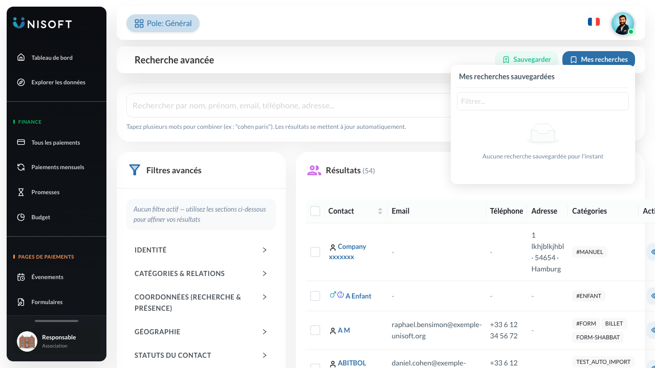 Recherches sauvegardees