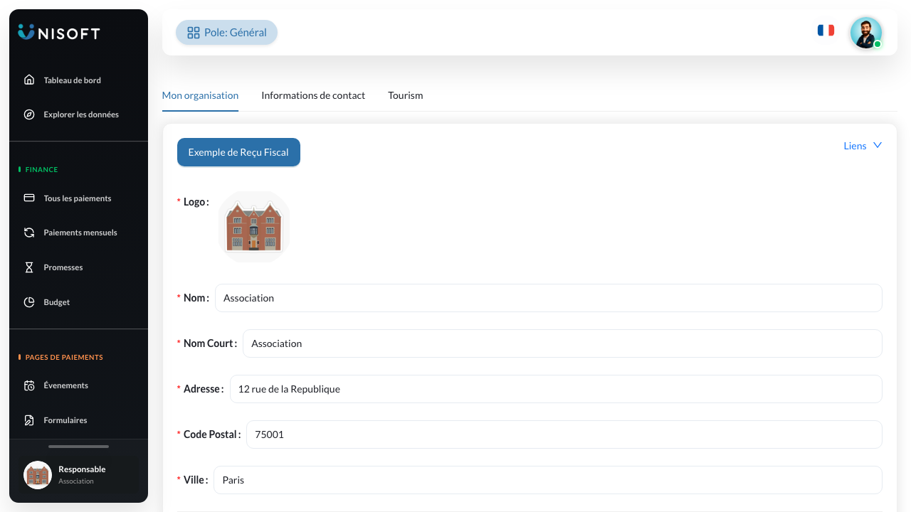 Mon organisation